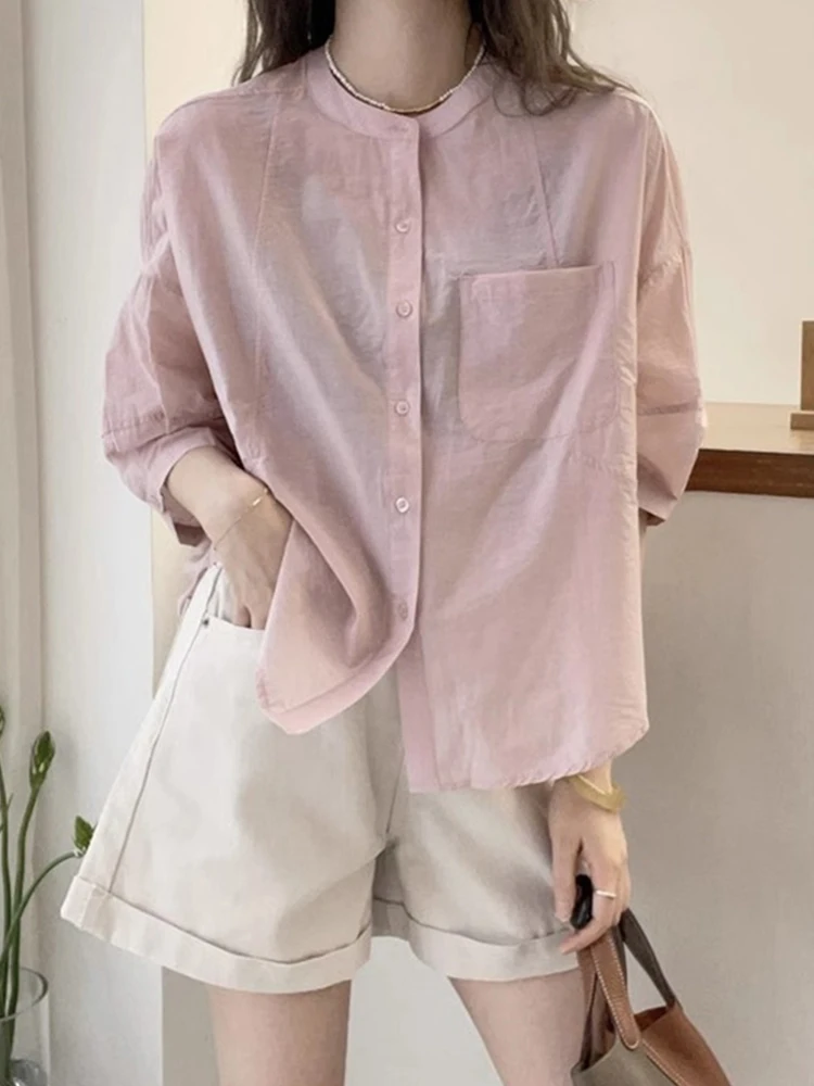 

Sun Protection Silk irt Women's Faionable Summer New Sle Slimming Chiffon Blouse Anti-Aging Versatile Top Breathable