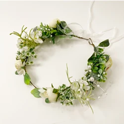 Flower Crown for Women Girls Flower Headband Rose Garland Headpiece Festival Wedding Bride Headwear Hair Band for Photoshoots