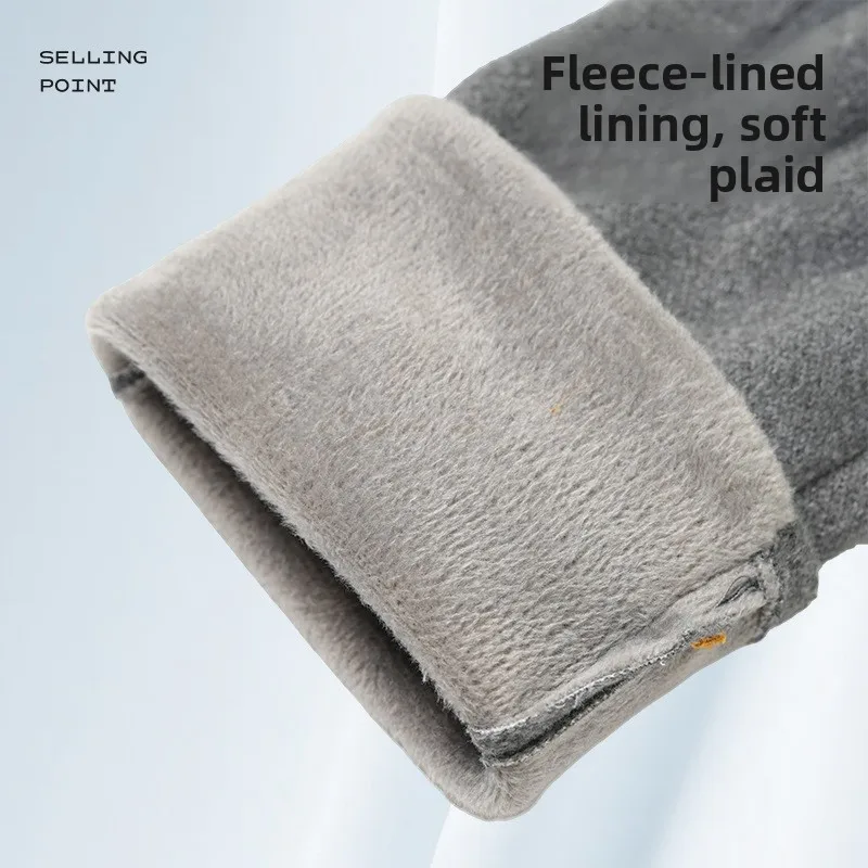 Womens Autumn Winter Warm Fleece Thickened Windproof Coldproof Touch Screen Gloves for Outdoor Sports Driving Tram Riding