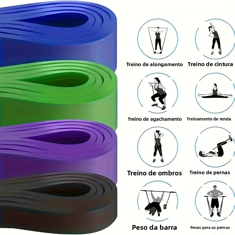 Conjunto de Faixas de Resistência para Academia, Fitness e Treino em Casa - Faixas de Exercício para Pernas e Equipamento Auxiliar para Barra Fixa