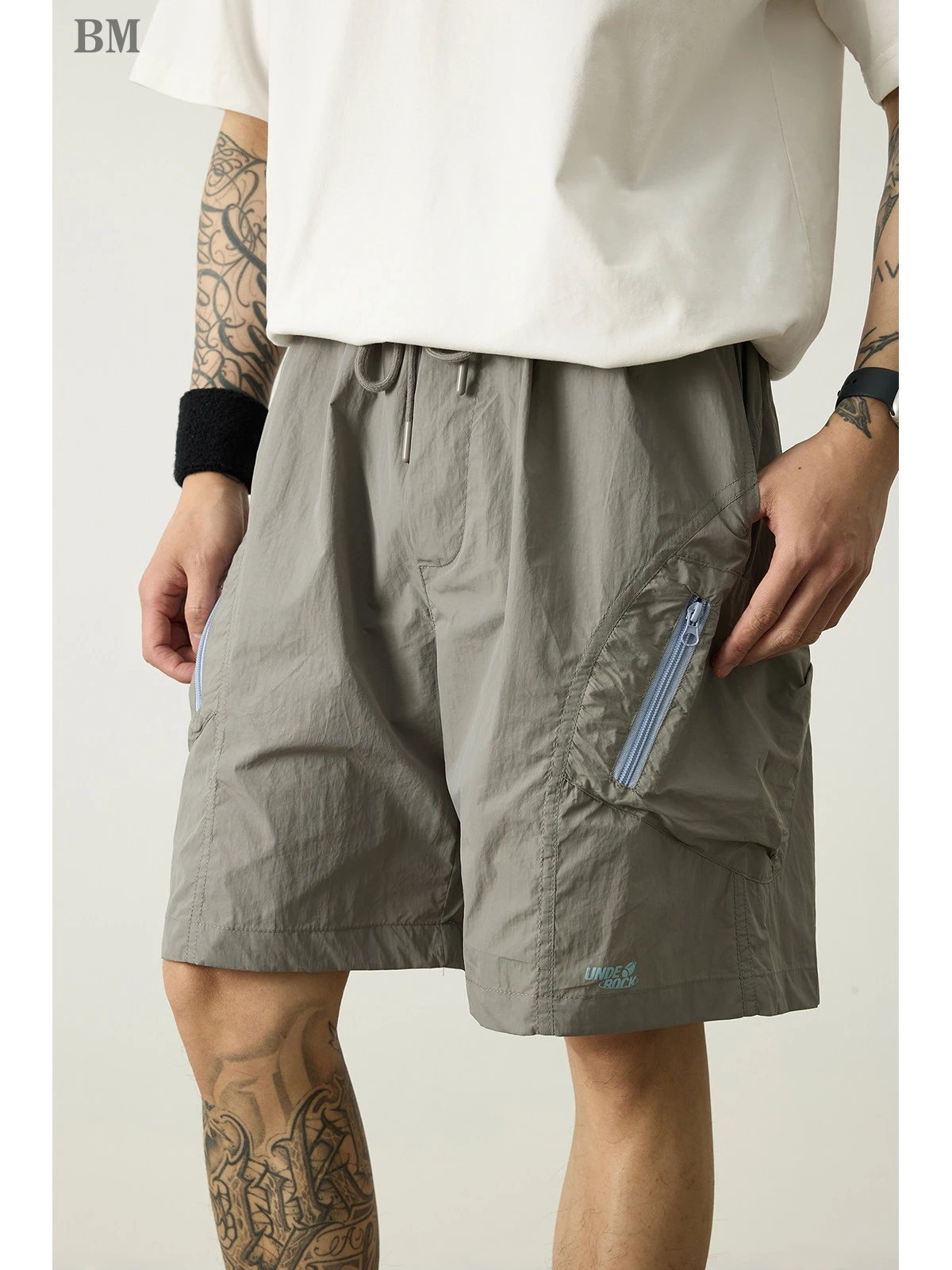 Mens Summer Lightweight Cargo Shorts 5 Inch Quick Dry Outdoor Hiking Sport Elastic Waist Drawstring Multi Pocket Casual Trendy