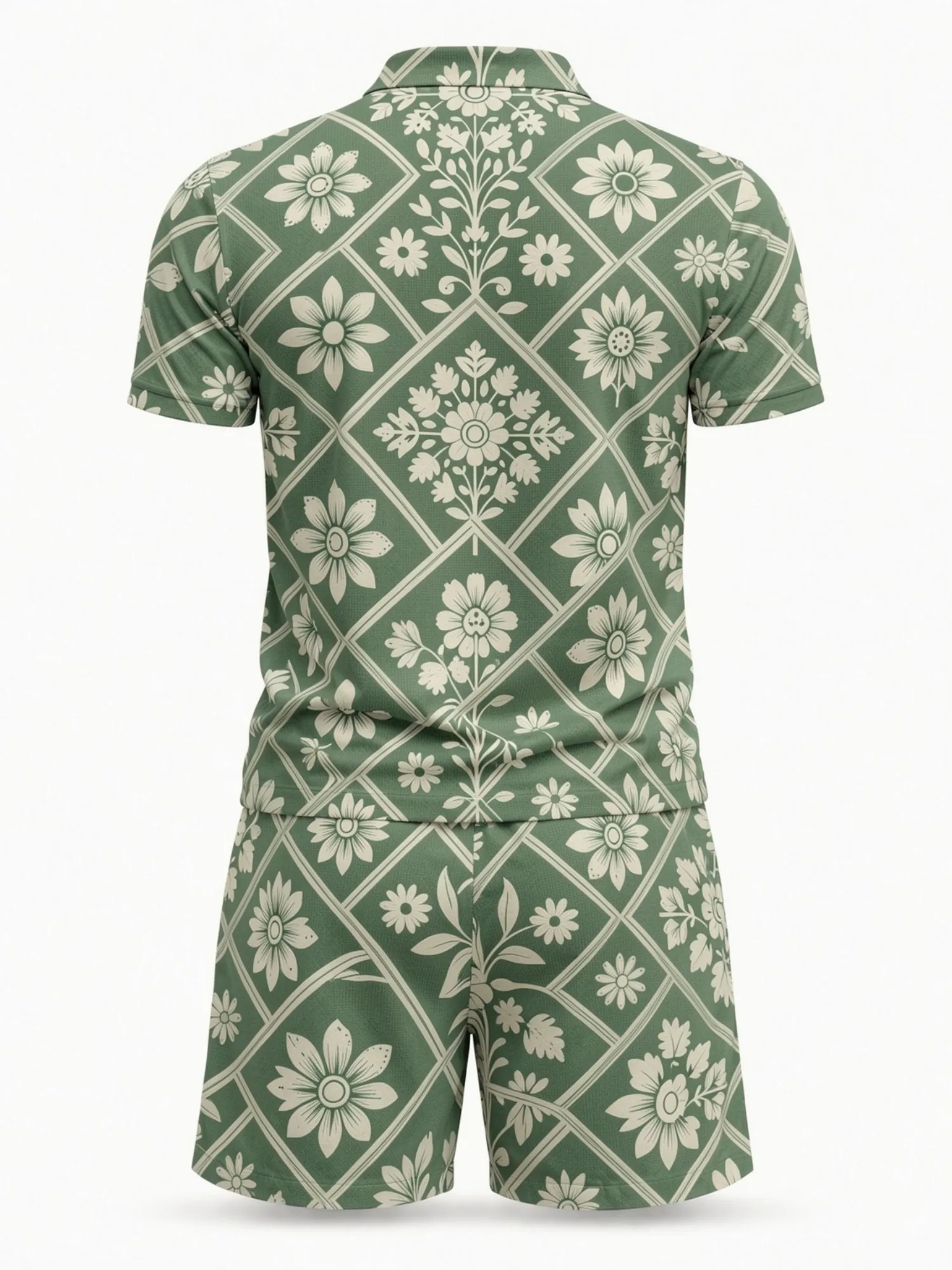 Mens Short Sleeve Polo Shirt and Shorts Set Casual Two Piece Summer Beach Vacation Matching Outfit Comfy Easy Casual Lounge Wear view 3