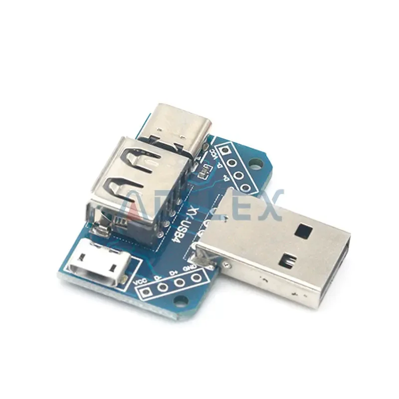 Коммутатор с USB-разъемом (штекер) для USB Type-c Micro Female USB 2,54-4P, тестовая плата для передачи данных, переходная пластина USB XY-USB4