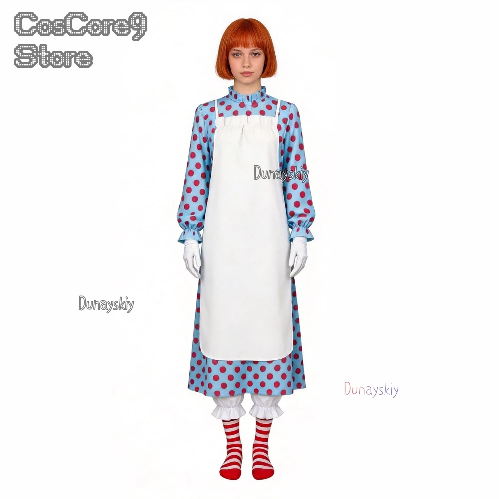 

Raggedy Ann A Musical Adventure Cosplay Costume Movie Character Halloween Party Masquerade Performance Clothes For Adults
