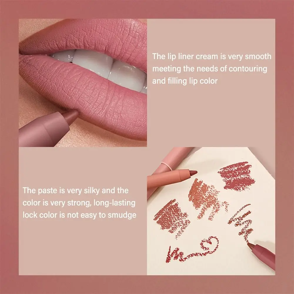 Velvet Matte Lipliner Long Lasting Waterproof Matte Lipstick Pencils Natural Outline Lip Contour Line Non-stick cups