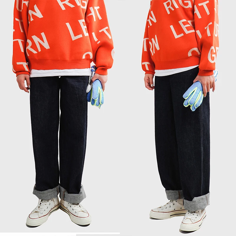 

Джинсы IMYUI Deep Blue с широкими штанинами, очень свободные, с отворотами, удлиненные, с высокой талией, утепленные, зимняя коллекция, женские