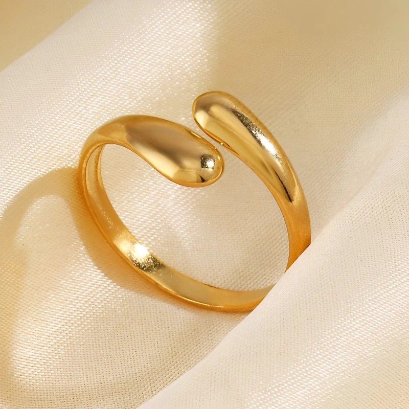 

Vintage Stainless Steel Gold Color Snake Rings for Women Simple Geometric Adjustable Open Finger Rings Wedding Jewelry Gifts
