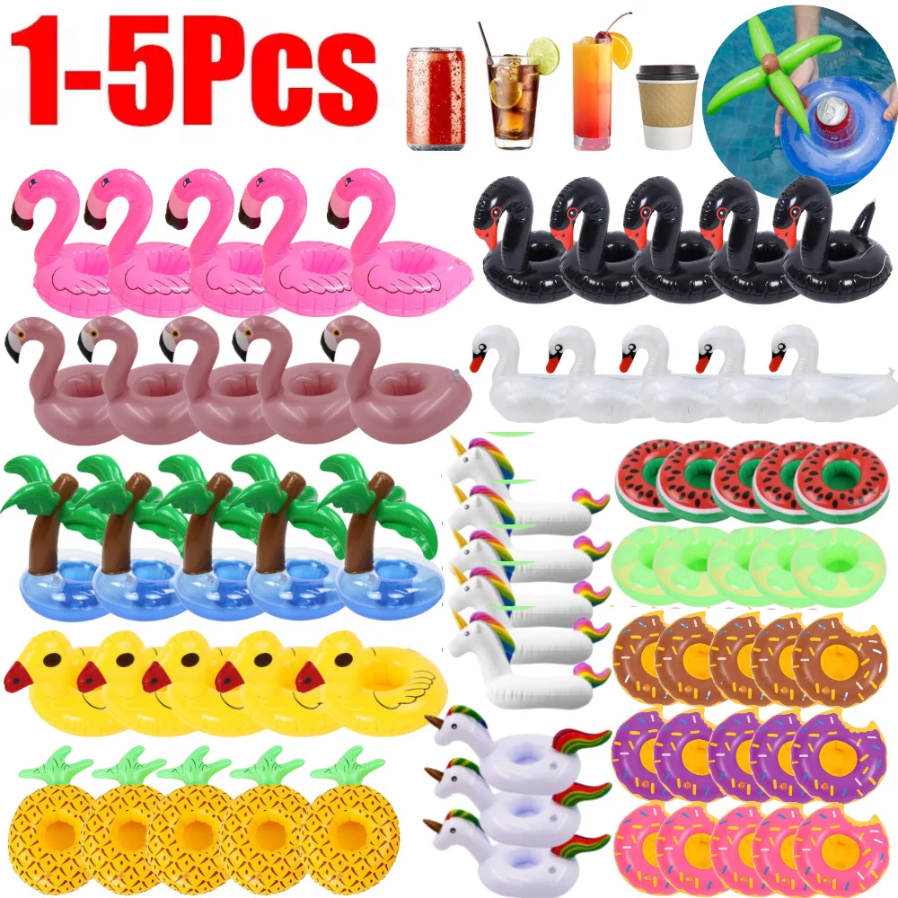 1-5PCS Pool Party Party Decor Pool Floaties Inflatable Cup Coasters Swimming Pool Float Inflatable Drink Holders Drink Floats ﻿