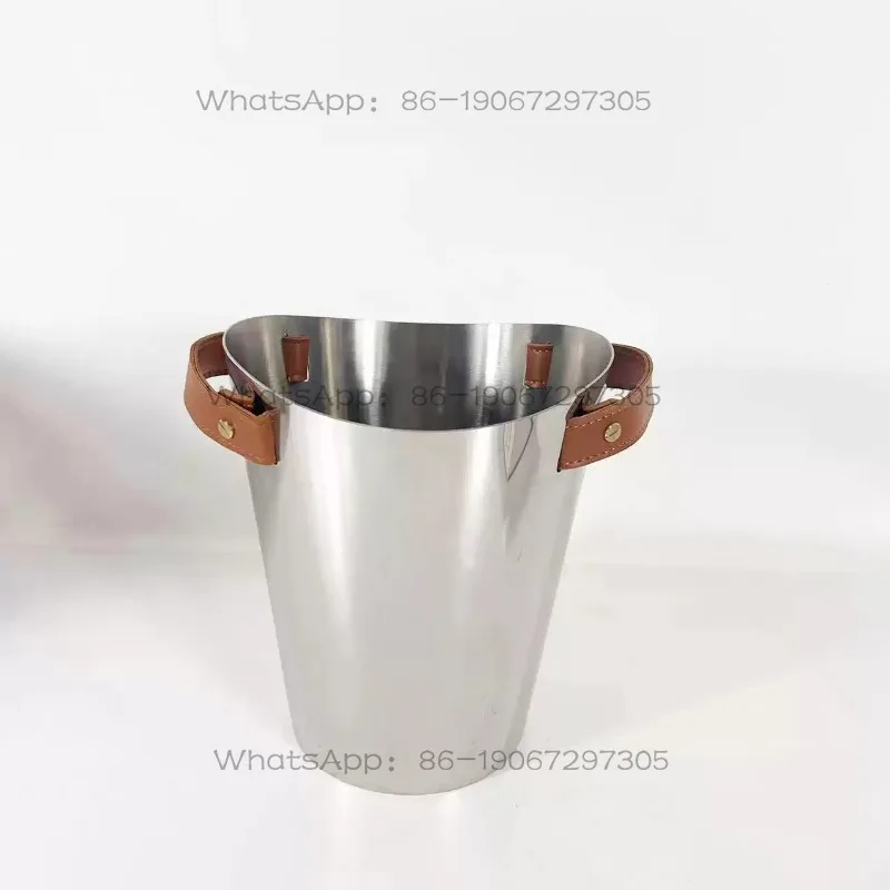Modern Light Luxury Stainless Steel Metal Leather Champagne Red Wine Ice Bucket Decoration Creative Ornament