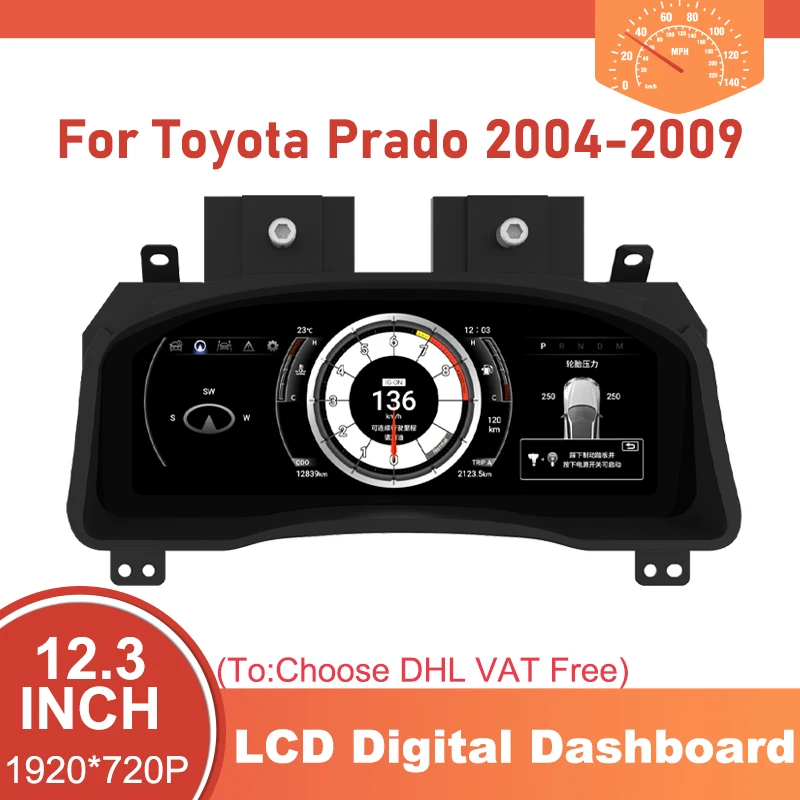 

Odometer LCD Digital Dashboard Cockpit For TOYOTA LAND CRUISER Prado 2004 -2009 Car Instrument Cluster Display With Linux System