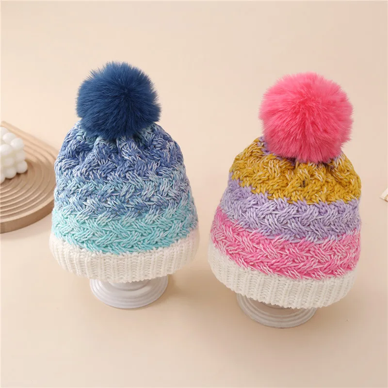 

Winter Warm Big Pompom Baby Knitted Hat Cute Hairball Newborn Infant Boys Girls Hat Bonnet Solid Color Kids Cap Beanie 0-12M