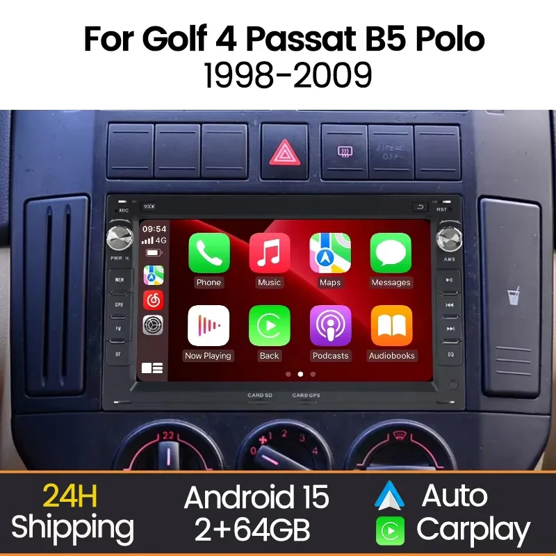 7'' Android Auto 2Din Radio Wireless Carplay Car Stereo for VW Passat B5 MK4 MK5 Golf 4 Polo Bora Jetta T5 Player WIFI RDS FM BT