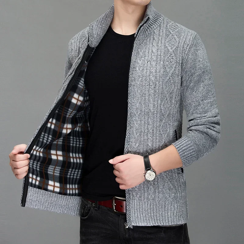 

2023 Thick Warm New Fashion Brand Sweater Cardigan For Men Slim Fit Jumpers Knitred Winter Korean Style Casual Mens Clothes