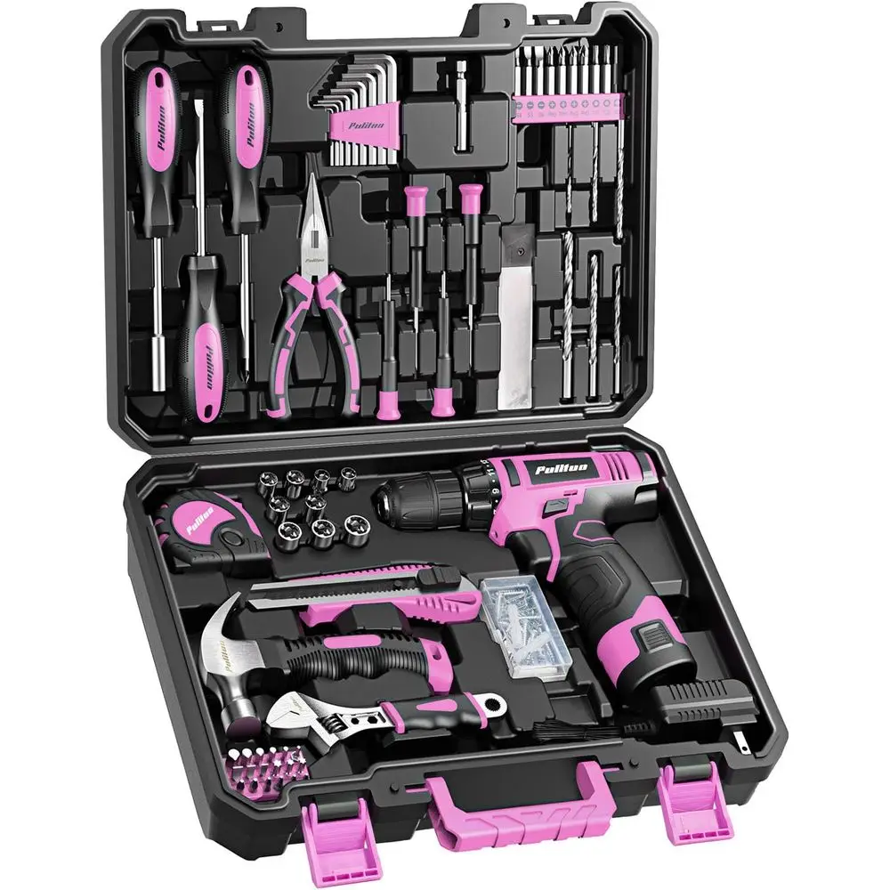 

Drill Set, 149Piece Home Tool Set with 12V Pink Cordless Drill, ToolBox, Hand Tool Kits for Women Men, DIY Enthusiasts for Home