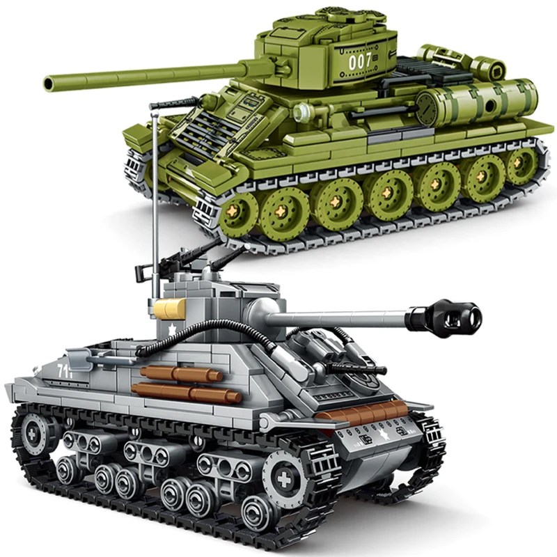 WW2 Military Weapon Tank Building Blocks Set SWAT Army City Police T34 KV44 Model Construction Toys Brick Kids Halloween Gift