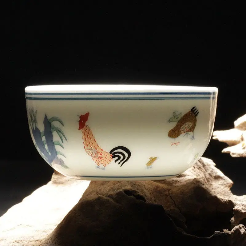 Imitation Duancai Chicken Cup Dehua Tea Cup Single Ceramic Tea Bowl Retro Chinese Household Tea Set