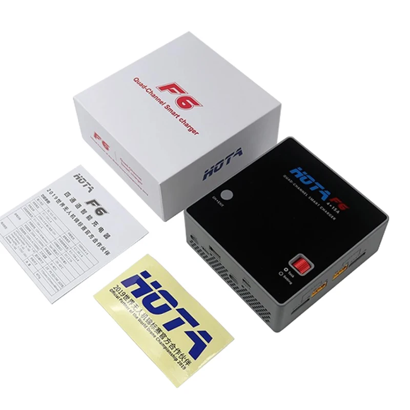 HOTA F6 QUAD-CHANNEL SMART Charger DC1000W 4*15A for Lipo LiIon NiMH Lipo Battery Balance Charger Discharger with USB 45W Type-C