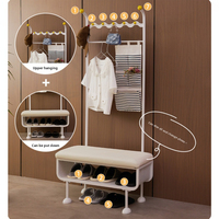 Entrance Floor coat rack Door bench with Clothes hanger luxury open shoe cabinet metal organizer standing rack home Furniture