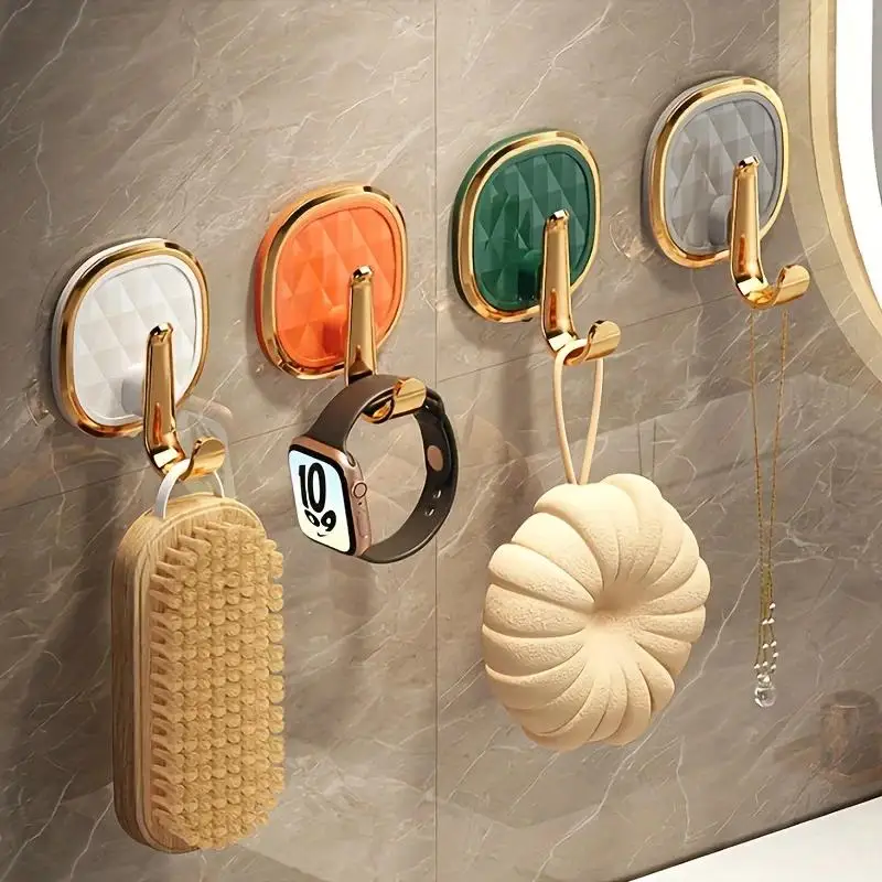 2PCS Bathroom Accessories Light Luxury Creative Hook with No Trace No Punching Toilet Hanging Hook, Door Rear Hook, Kitchen Hook