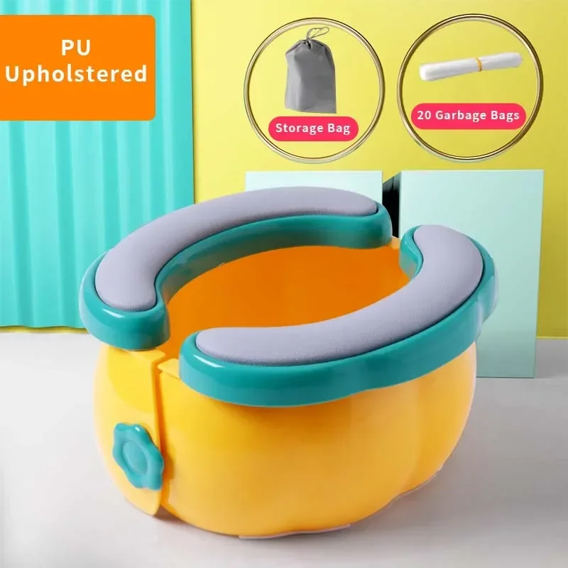 Baby Toilet Portable Travel Baby Potty Foldable Kids Potty Training Seat Easy to Clean With Storage Bag and 20 Garbage Bags