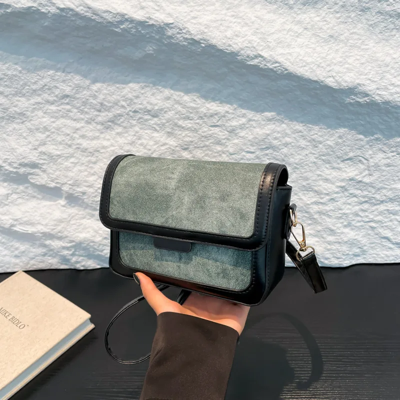 

Autumn and Winter Simple Classic Small Square Bag Fashionable Retro Contrasting Color Women's Shoulder Crossbody Bag