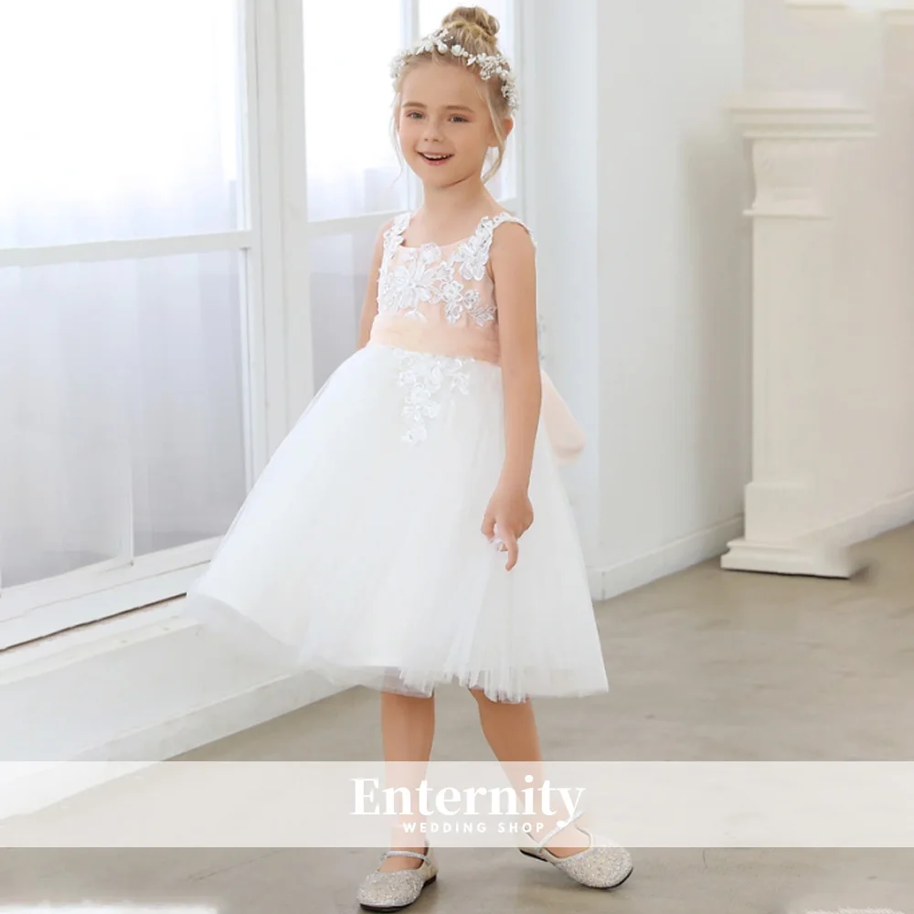 

Princesse Enfant Open Back A-line Lace Appliques Scoop Neck Flower Girl Dress Floor-length Spaghetti Straps Vestidos Para Niñas