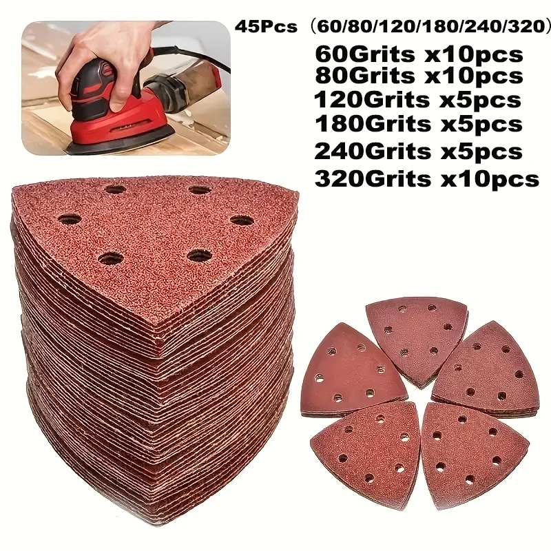 

45PCSTriangle sand tray set with 6-hole mouse sandpaper - for sanding and finishing