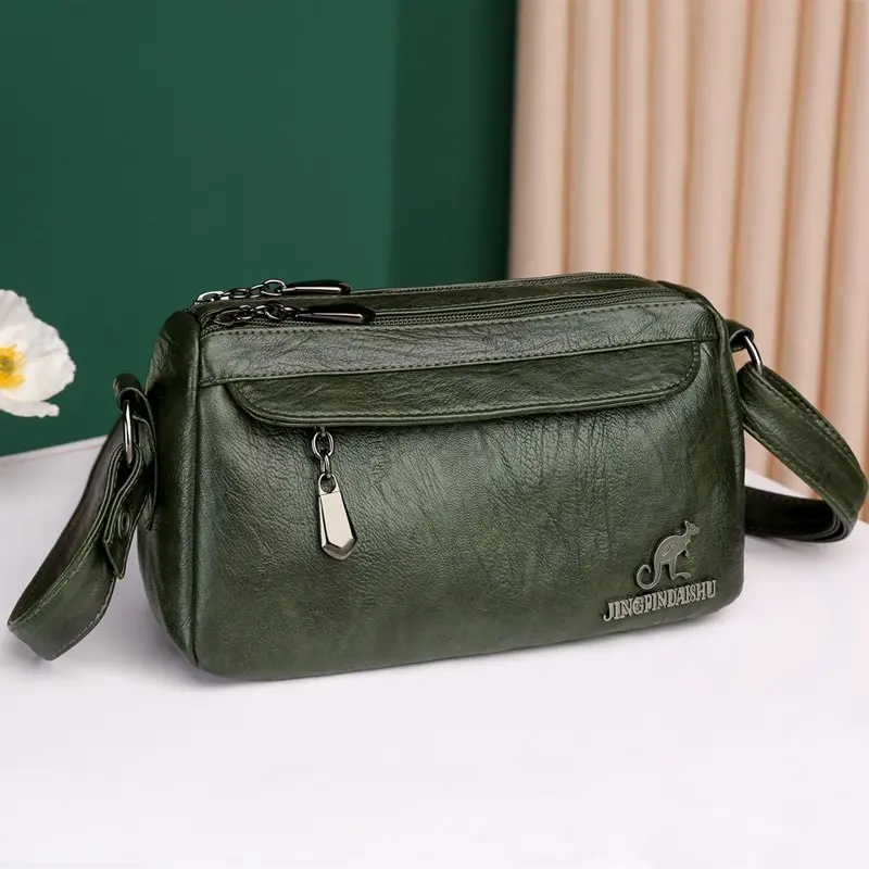 Women\'s Messenger Bag New PU Soft Leather Texture Crossbody Bag Simple Solid Color Shoulder Bag Fashionable Trend Casual Mom Bag