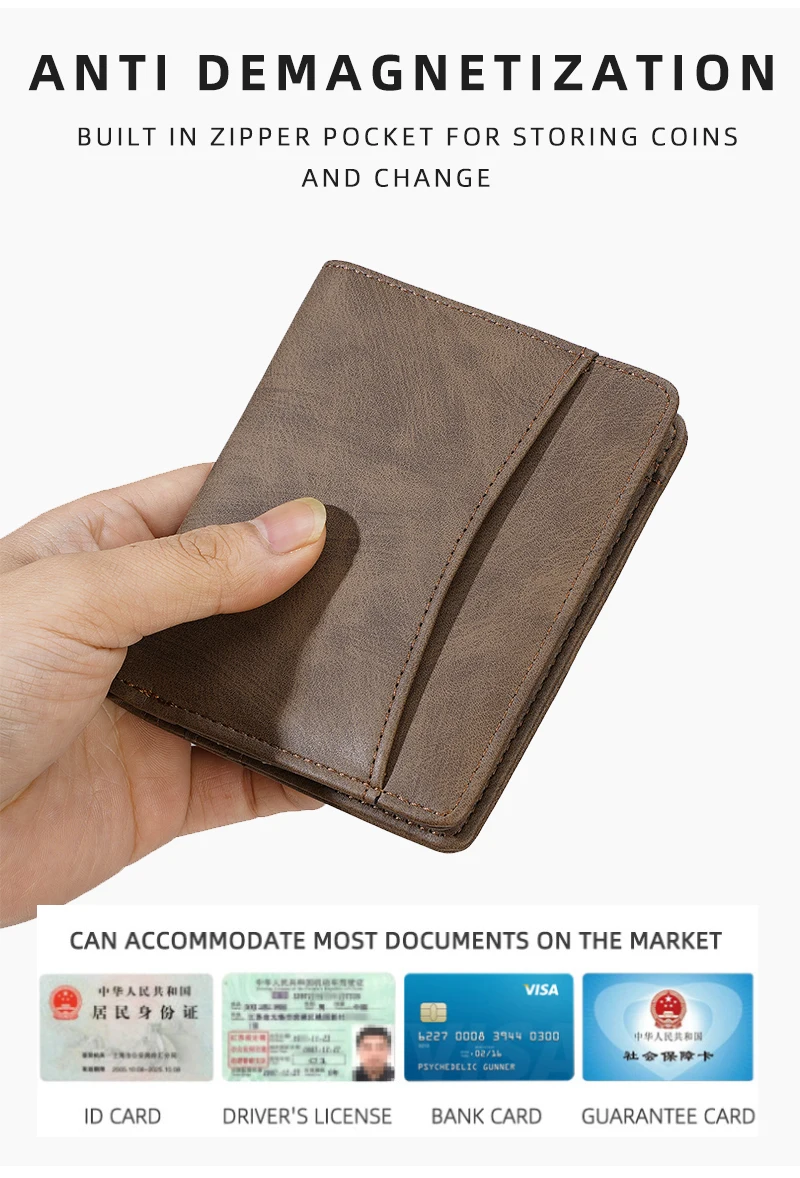 New Men Wallets Leather Purse Man Slim Card Horders Quality Male Short Multi-card Wallet Coin Pocket Purse