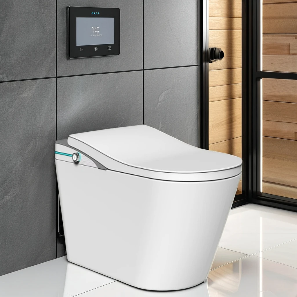 Foot Touch Flush with Ambient Light Smart Toilet Off-Seat Flush with Child Mode Smart Toilet