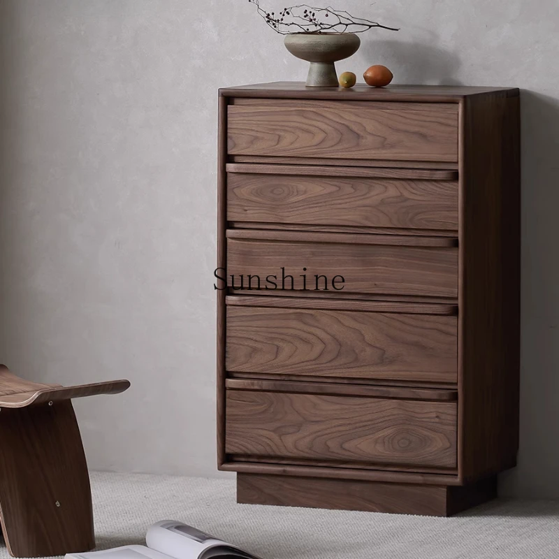 

Black walnut solid wood five buckets master bedroom drawer living room against the wall sofa side medieval cabinet