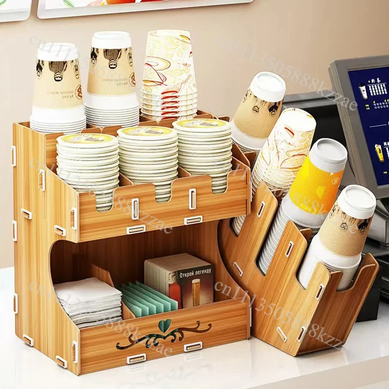 Disposable Paper Cup Storage Shelf Tea Shop Take Cup Divider Coffee Bar Desktop Multifunctional Cup Holder for Commercial Use