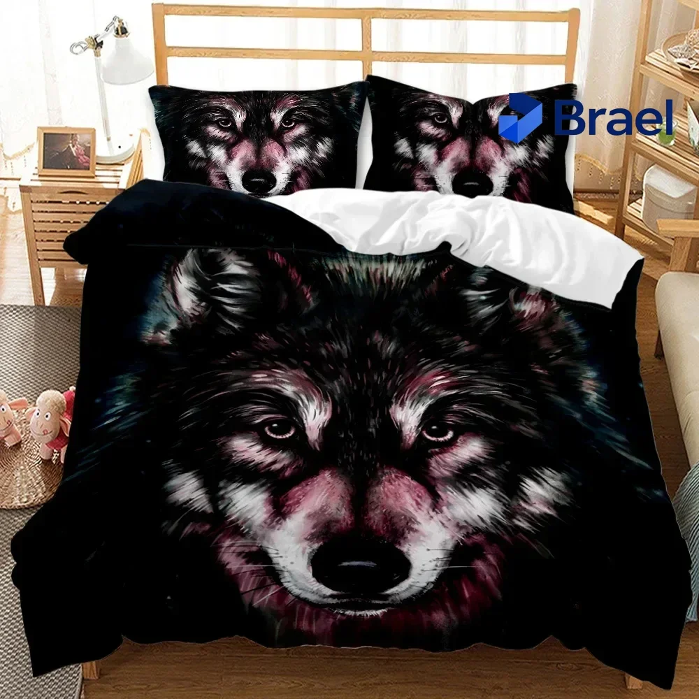 Exquisite 3D Print Wild Snow Wolf Animal Bedding Set,Duvet Cover Bed Set Quilt Cover Pillowcase,King Queen Twin Size Boys Girls