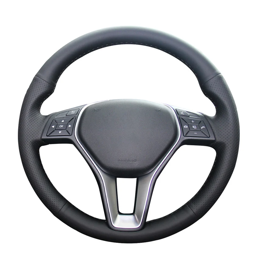 

Black Faux Leather Car Steering Wheel Cover for Mercedes-Benz W246 W204 C117 C218 W212 X156 X204 B-Class C-Class 2012-2017