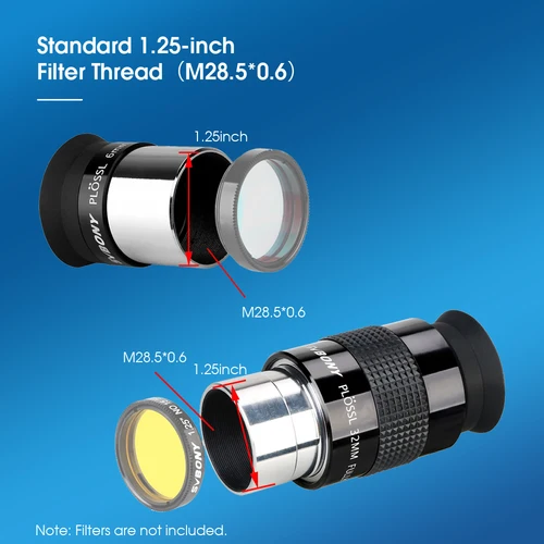 Imagen 2 del producto Ocular Svbony 1,25"" (PLOSSL) PL Ocular telescópico 6/12/17/25/32/40 mm Diseño de 4 elementos Campo de visión de 48 grados SV131