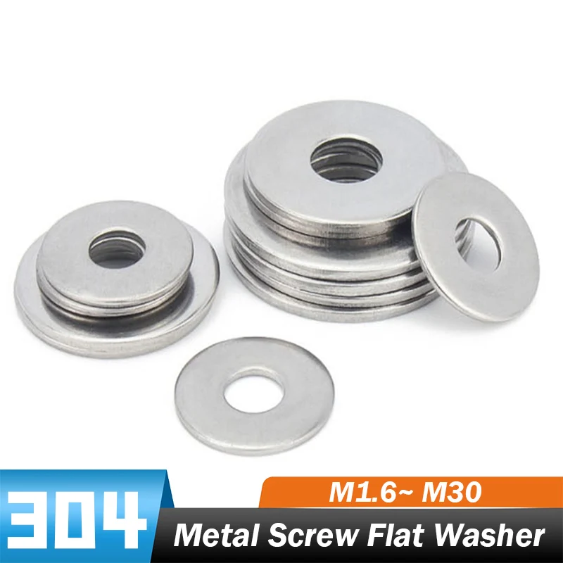 

M1.6~ M30 Ultra-thin Metal Screw Flat Washer 304 Stainless Steel Ultrathin Precision Shim Gasket Increase Thickened Meson Washer