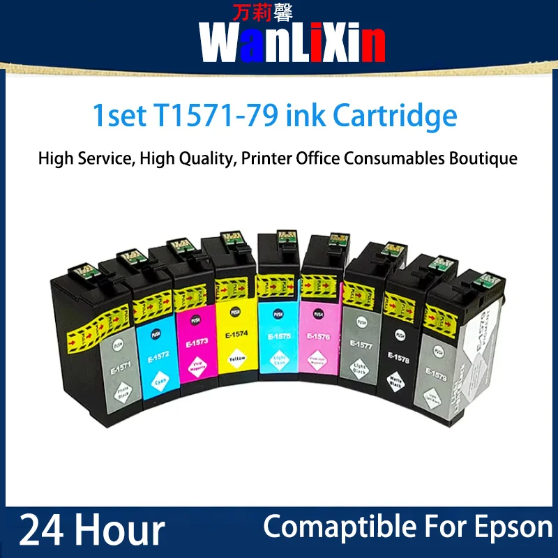 

T1571 T1572 T1573 T1574 T1575 T1576 T1577 T1578 T1579 Premium Color Compatible Ink Cartridge for Epson R3000 Printers