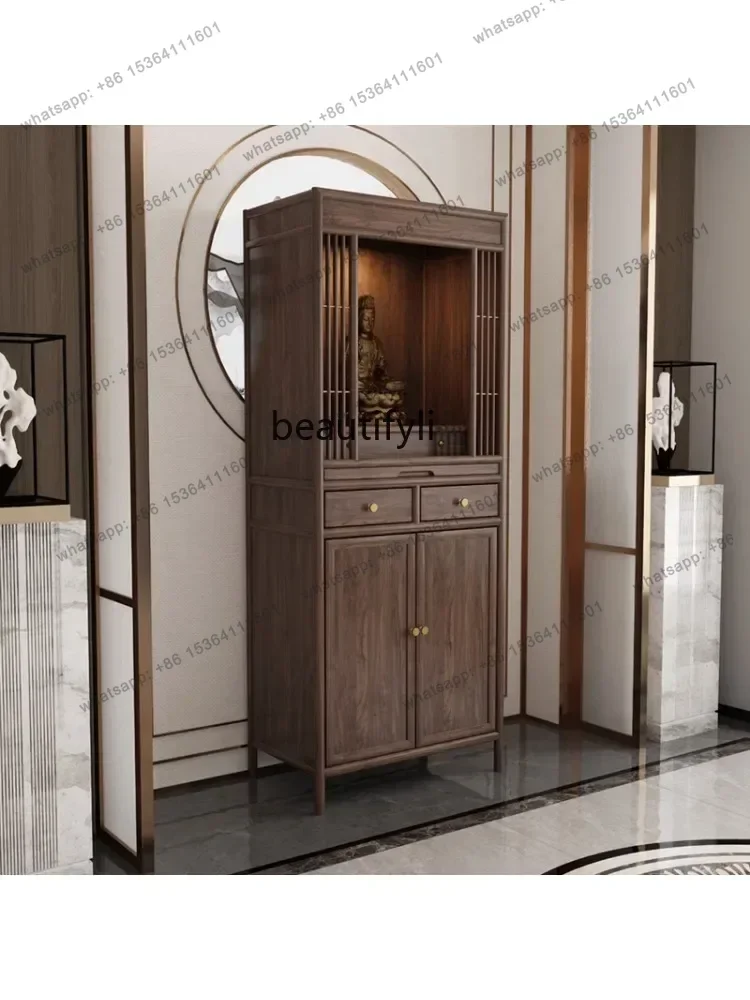 

Solid Wood New Chinese Style Clothes Closet Household Shrine Altar Buddha Statue Altar God of Wealth Cabinet