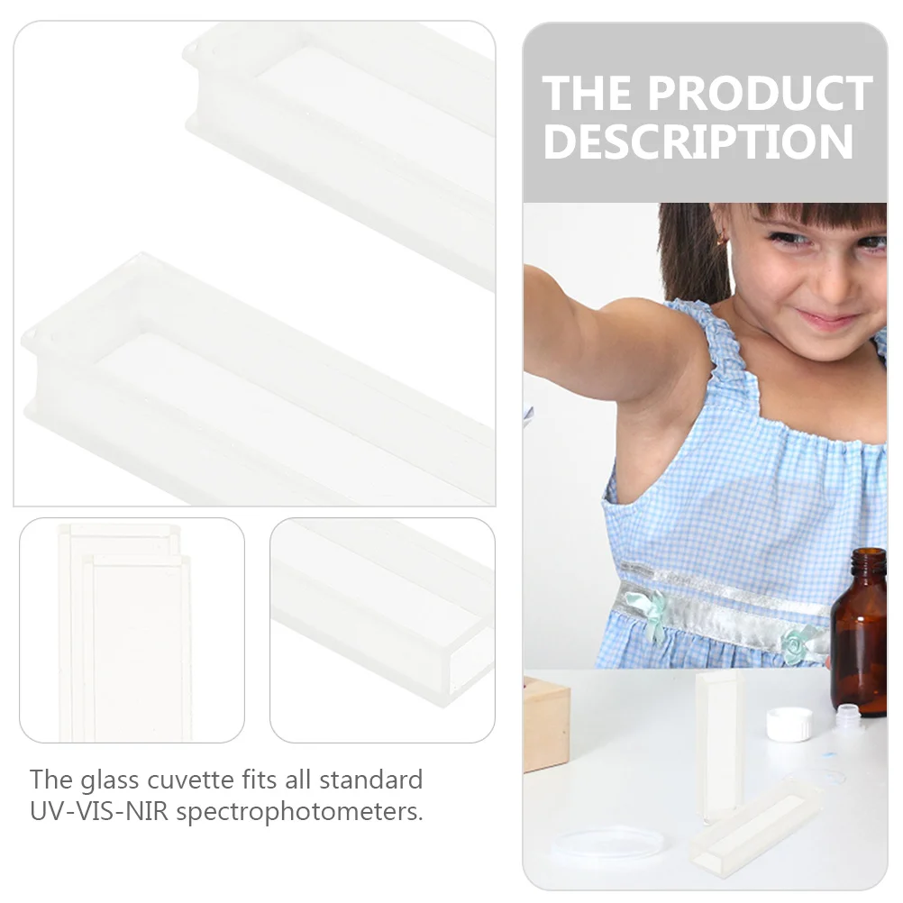 3Pcs 10mm Glass Cuvette Colorimetric Set Durable Transparent Optical Cuvettes for Labs Spectrophotometer Analysis