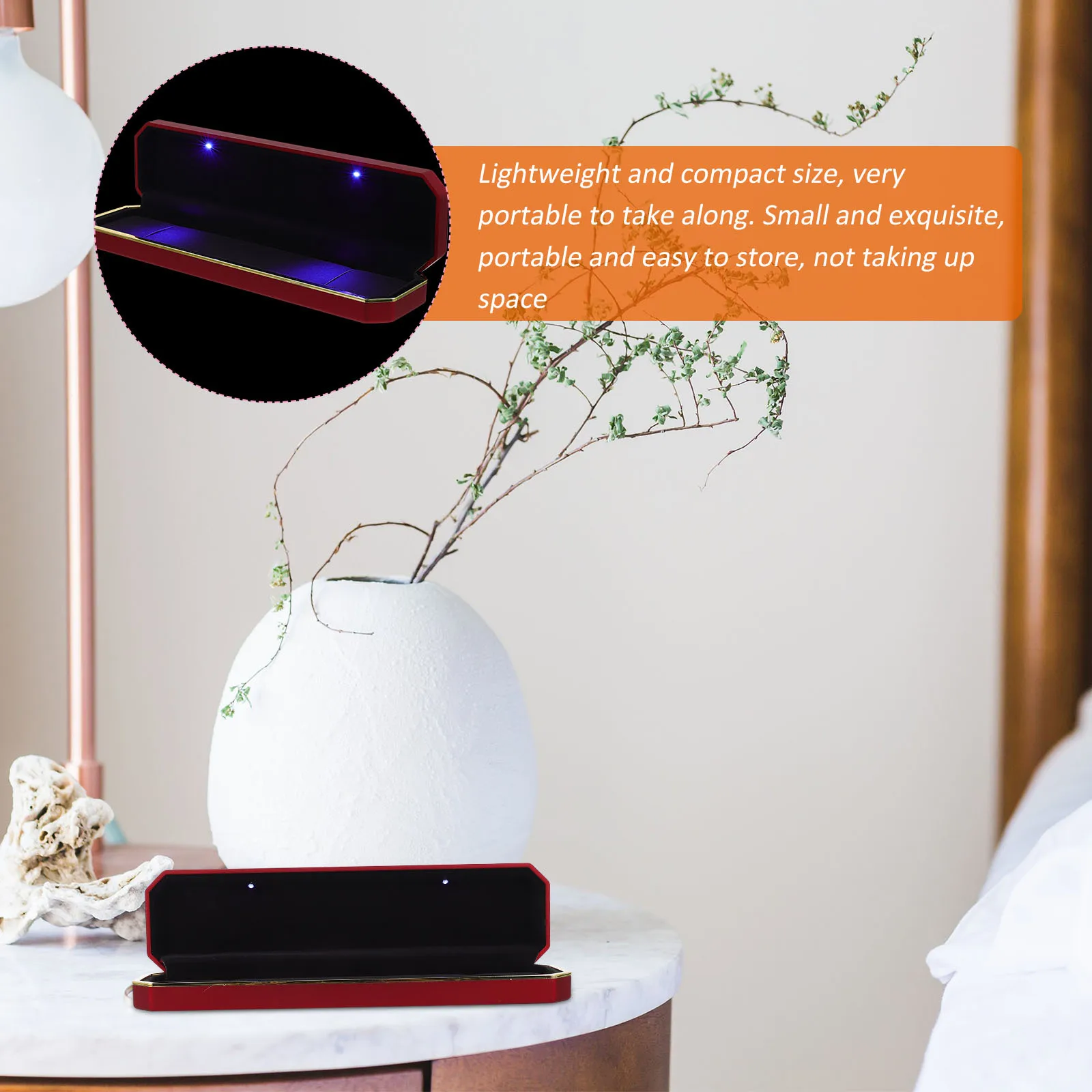 

1pc Jewelry Box Delicate Led Light Practical Storage Case For Wedding Christmas Gift Luminous Jewelry Holder Home Storage