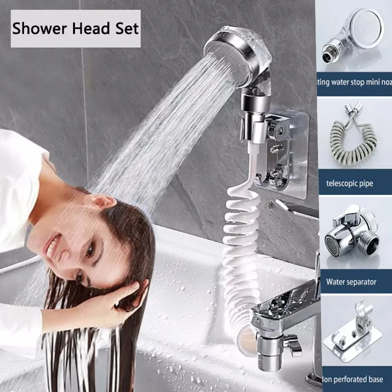 

1Set Detachable Sink Shower Extension Head Set Adjustable Quick Connect Faucet Hand Shower for Hair Wash Shower Home Bathroom