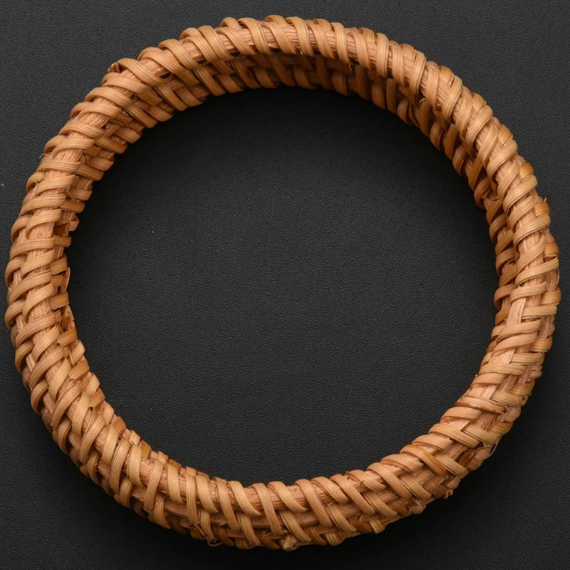 2X Ethnic Style Hand-Woven Rattan Bracelet Simple Big Round Rattan Bracelet Ladies Jewelry