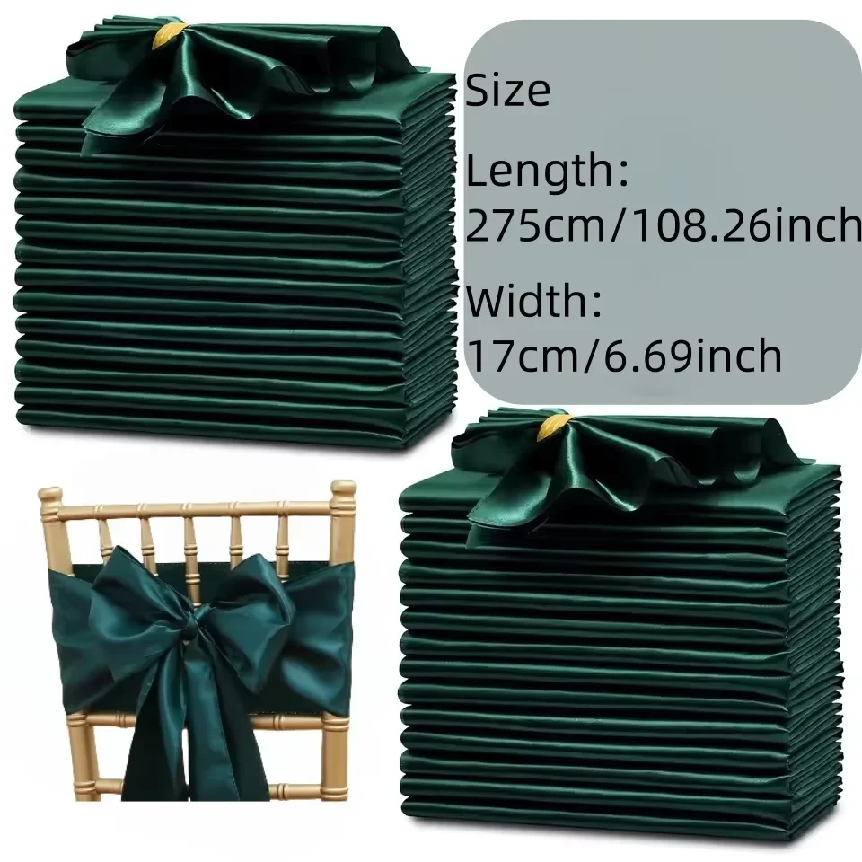 10pcs Satin Chair Curtain Bow Universal Chair Streamer Ribbon for Wedding Reception Restaurant Event Decoration, Banquet, Party