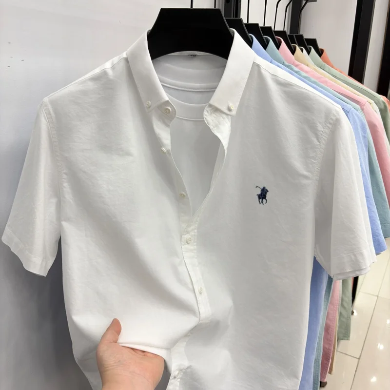 

High end 100%cotton short sleeve shirt luxury brand Paul Pony embroidery summer new top fashion business golf casual men's wear
