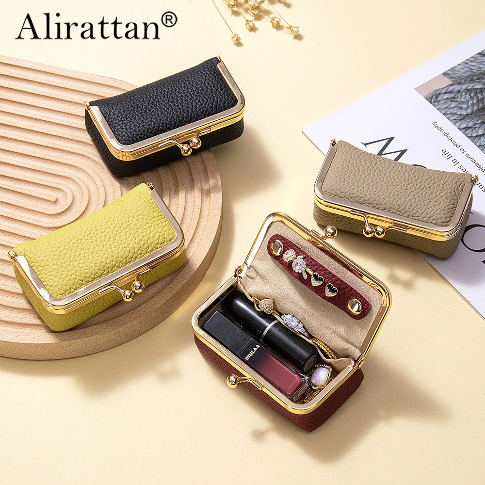 Alirattan 2026 New Genuine Leather Creative Jewelry Storage Bag Women's Ring Necklace Earring Storage Box