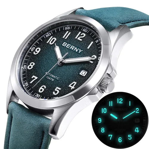 Reloj Automático BERNY para hombre Seagull ST2130, reloj de pulsera mecánico luminoso con zafiro resistente al agua 10ATM, reloj de lujo de marca superior para hombre