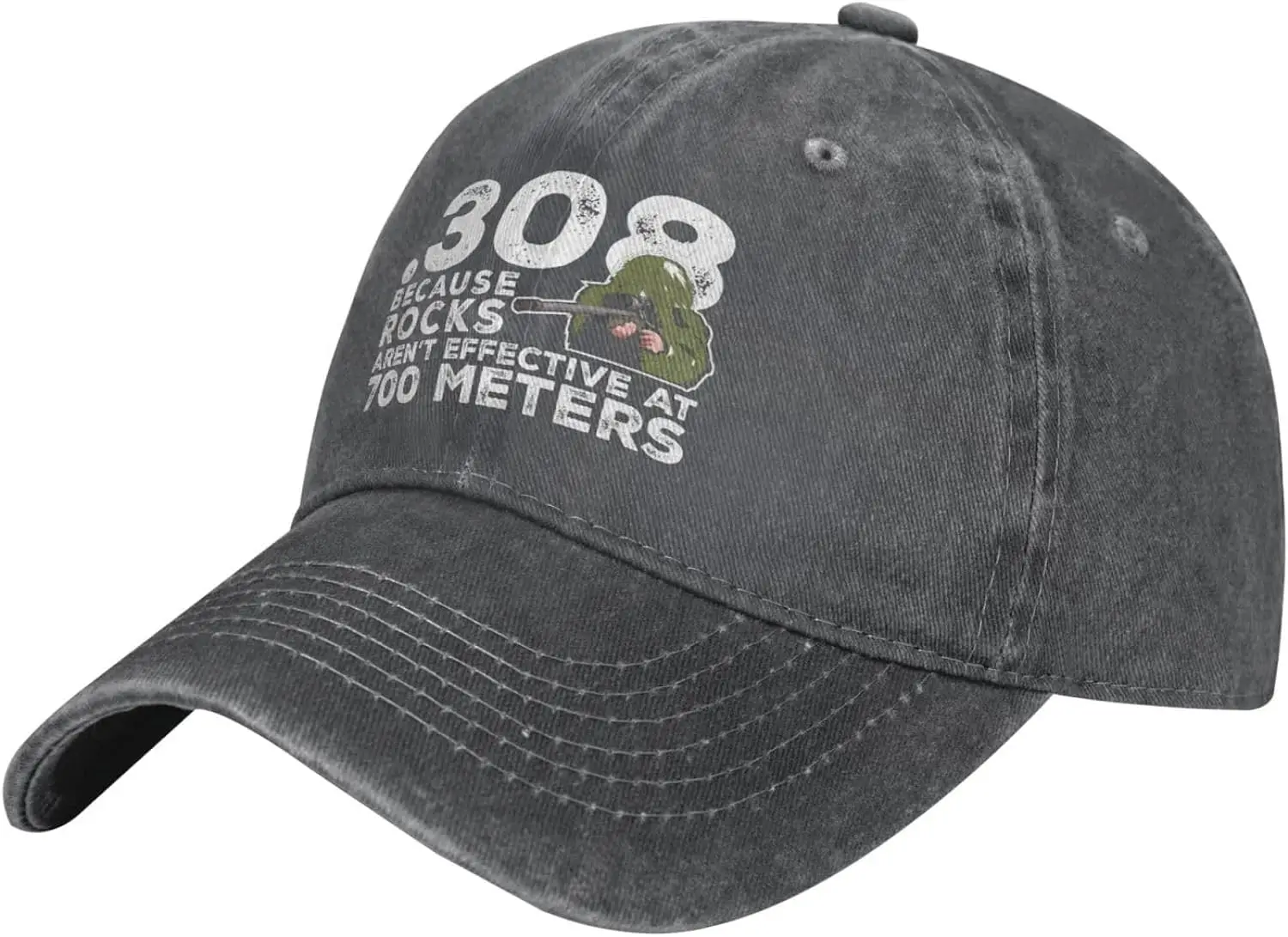 Funny Hat 308 Because Rocks aren't Effective at 700 Meters Hat for Men Baseball Cap Adjustable Cap