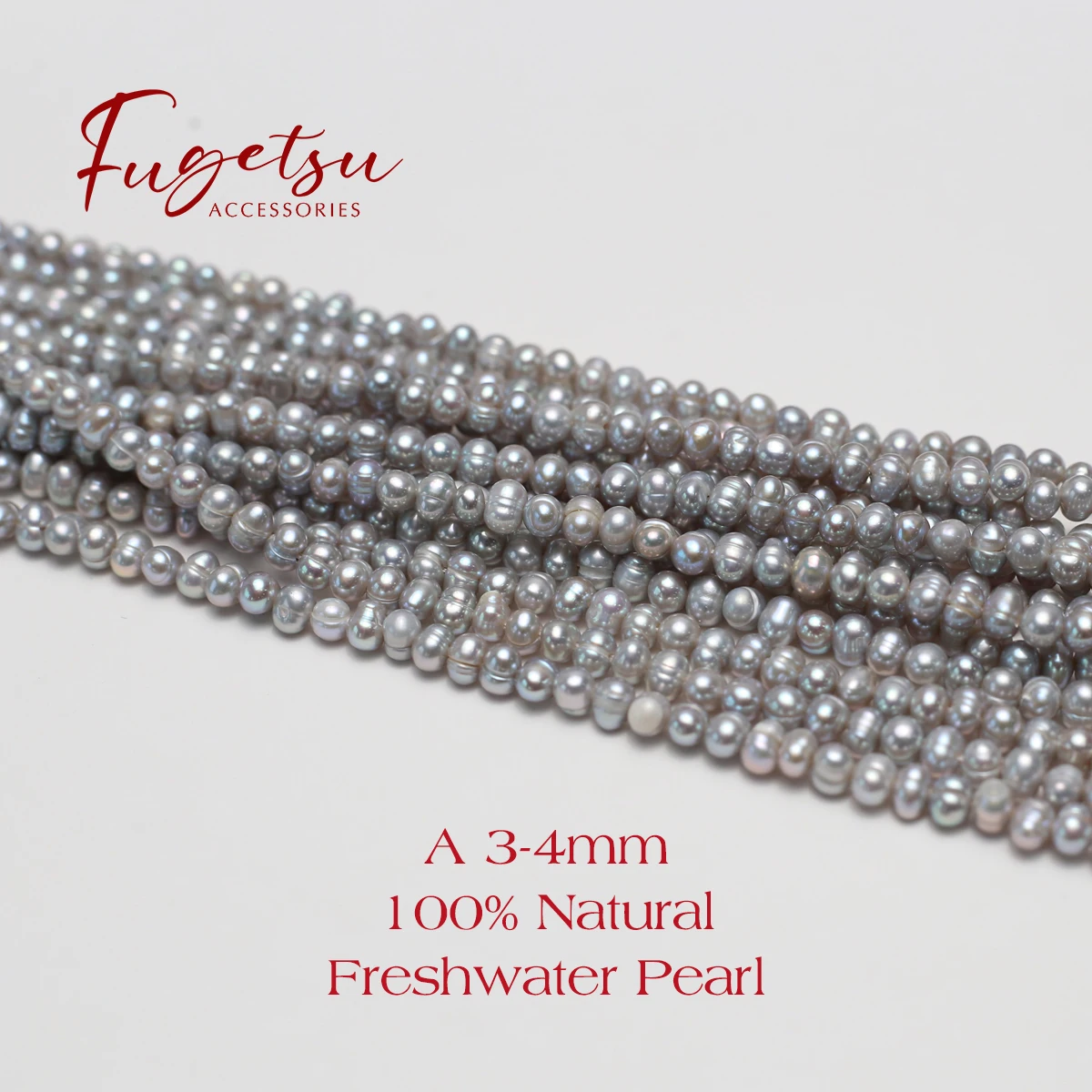 

A 3-4mm Natural Freshwater Pearl Gray Near Round Pearl Beads Charms for DIY Women Men Necklace Jewelry Making Accessories
