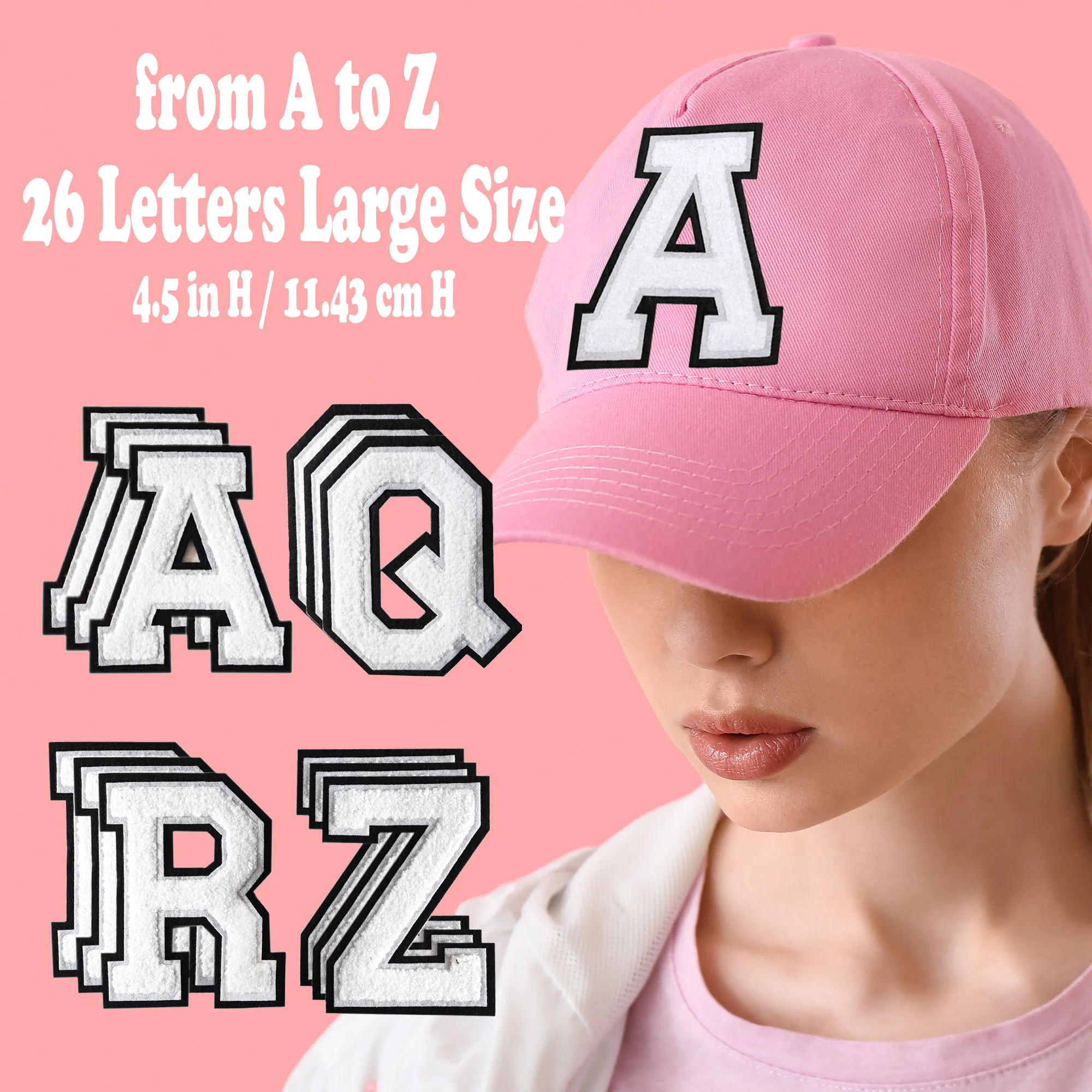 AXEN-Embroidered Letter Patches, Black Edge, Varsity Letters for Shirt, Large, A-Z, Embroidered Letter, 3Pcs, 11.4cm, 4.5in