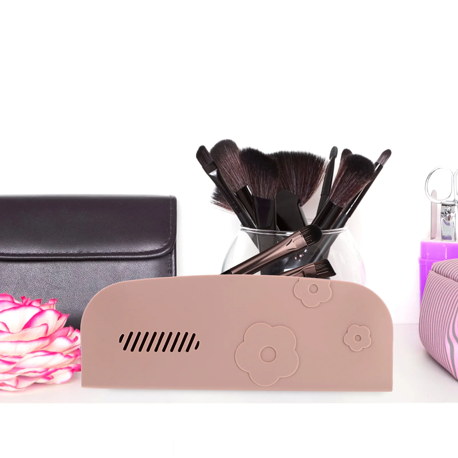

Makeup Bag Capacity Silicone ganizer Portable Travel Brush Holder Container Travel Makeup Brush Holder Pouch Storage
